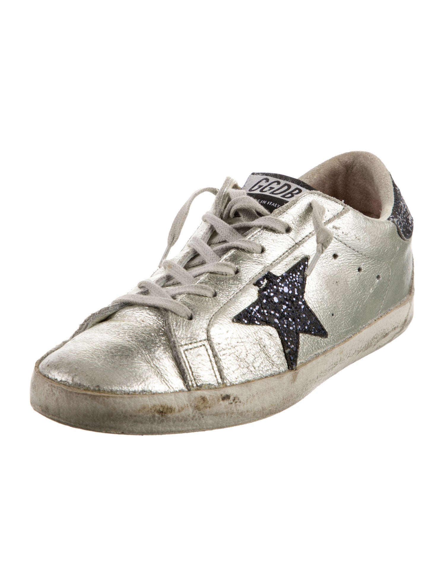 Golden Goose Leather Glitter Accents Sneakers
