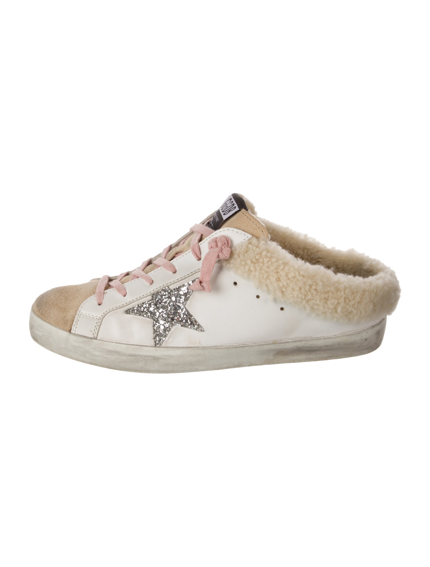 Golden Goose Leather Glitter Accents Sneakers