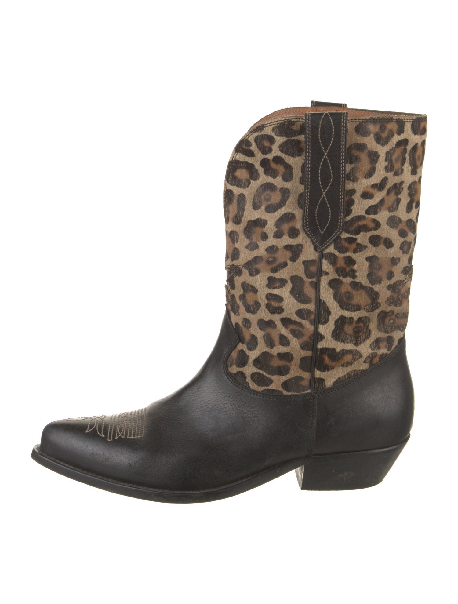 Golden Goose Ponyhair Animal Print Western Boots