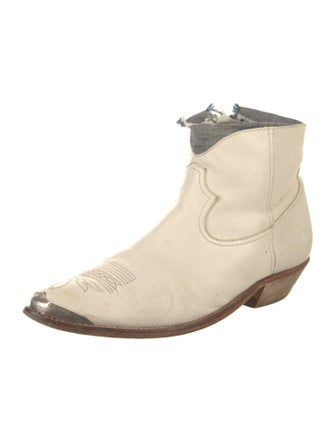 Golden Goose Leather Colorblock Pattern Western Boots