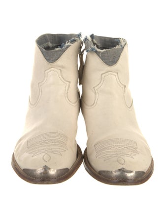 Golden Goose Leather Colorblock Pattern Western Boots