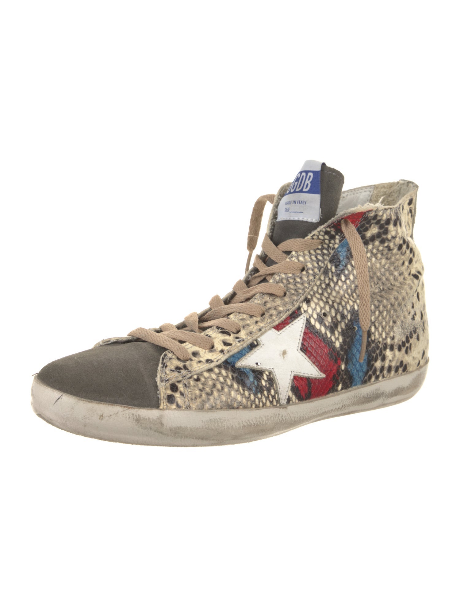 Golden Goose Leather Animal Print Sneakers