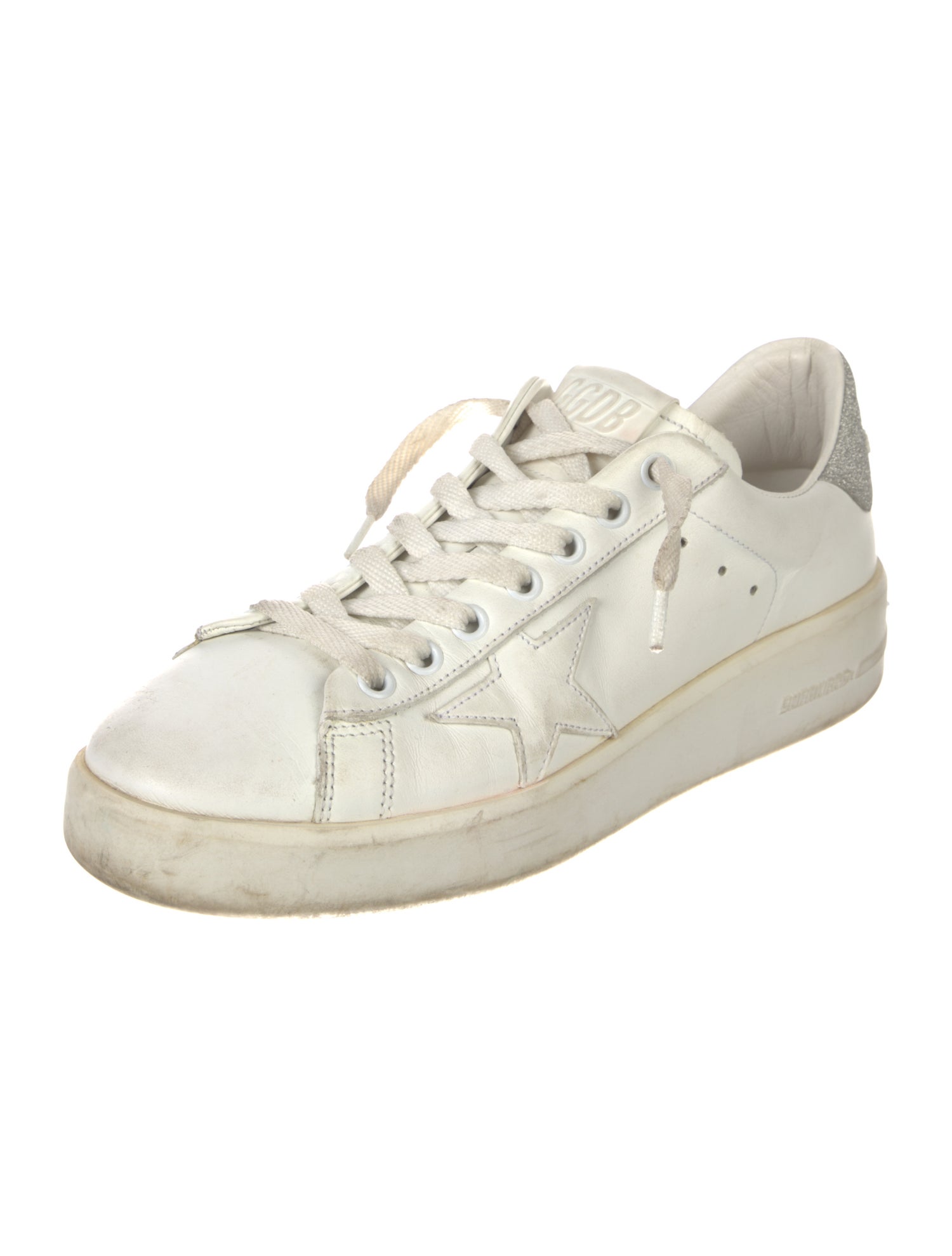 Golden Goose Leather Glitter Accents Sneakers