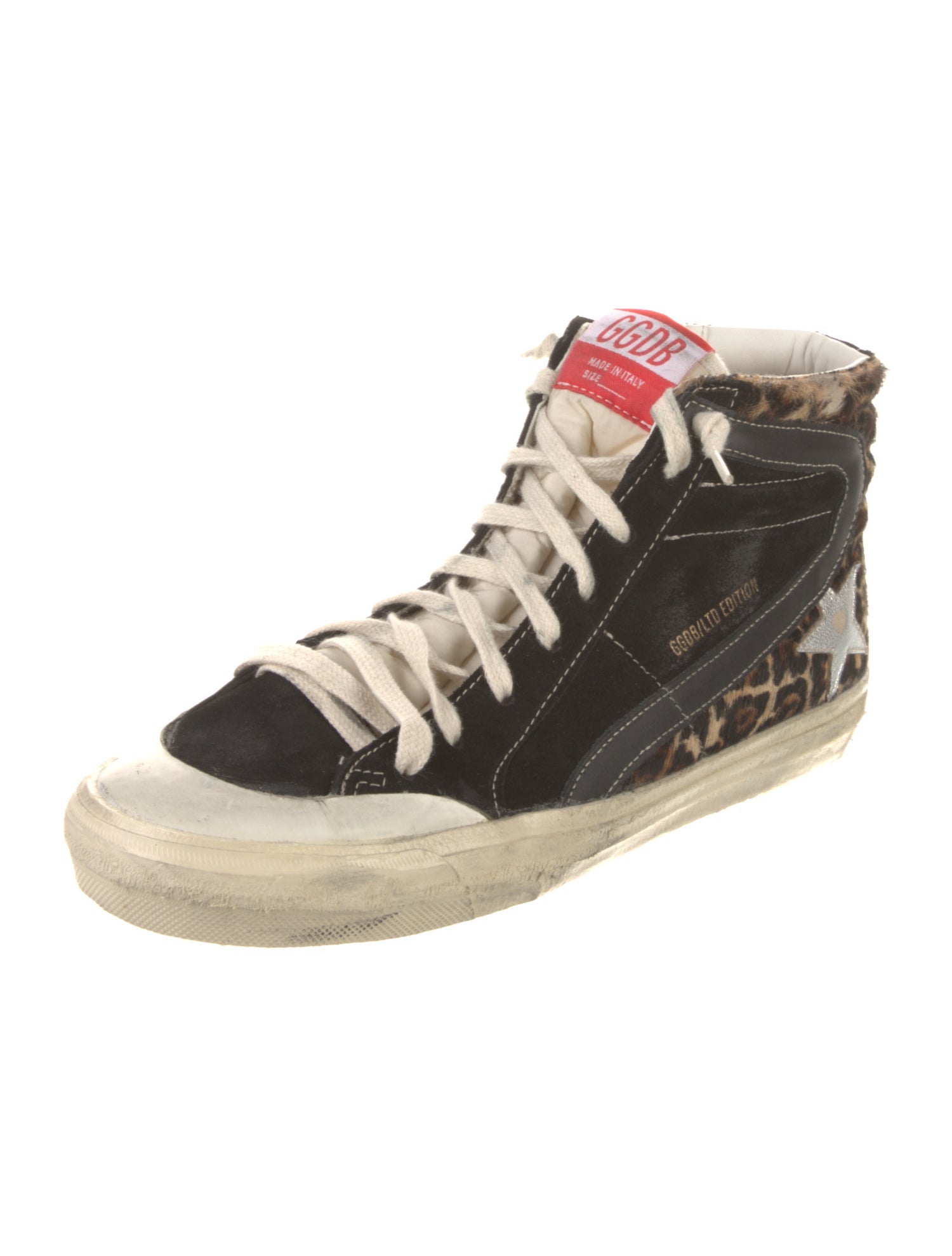 Golden Goose Leather Animal Print Sneakers