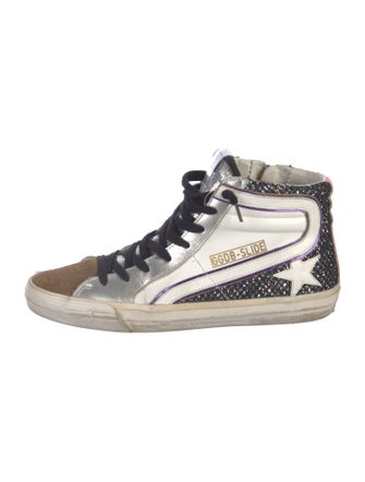 Golden Goose Leather Colorblock Pattern Sneakers