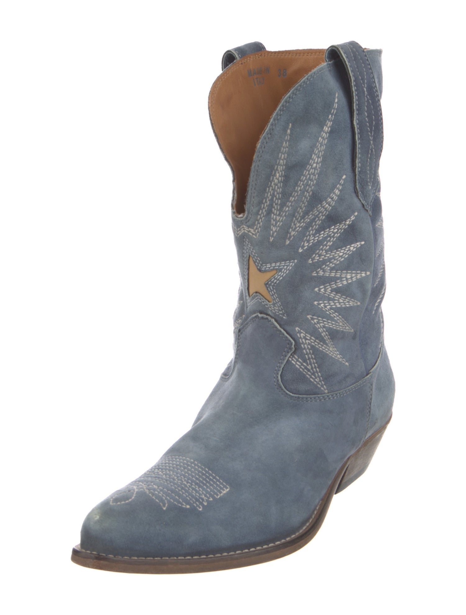 Golden Goose Suede Embroidered Accent Western Boots