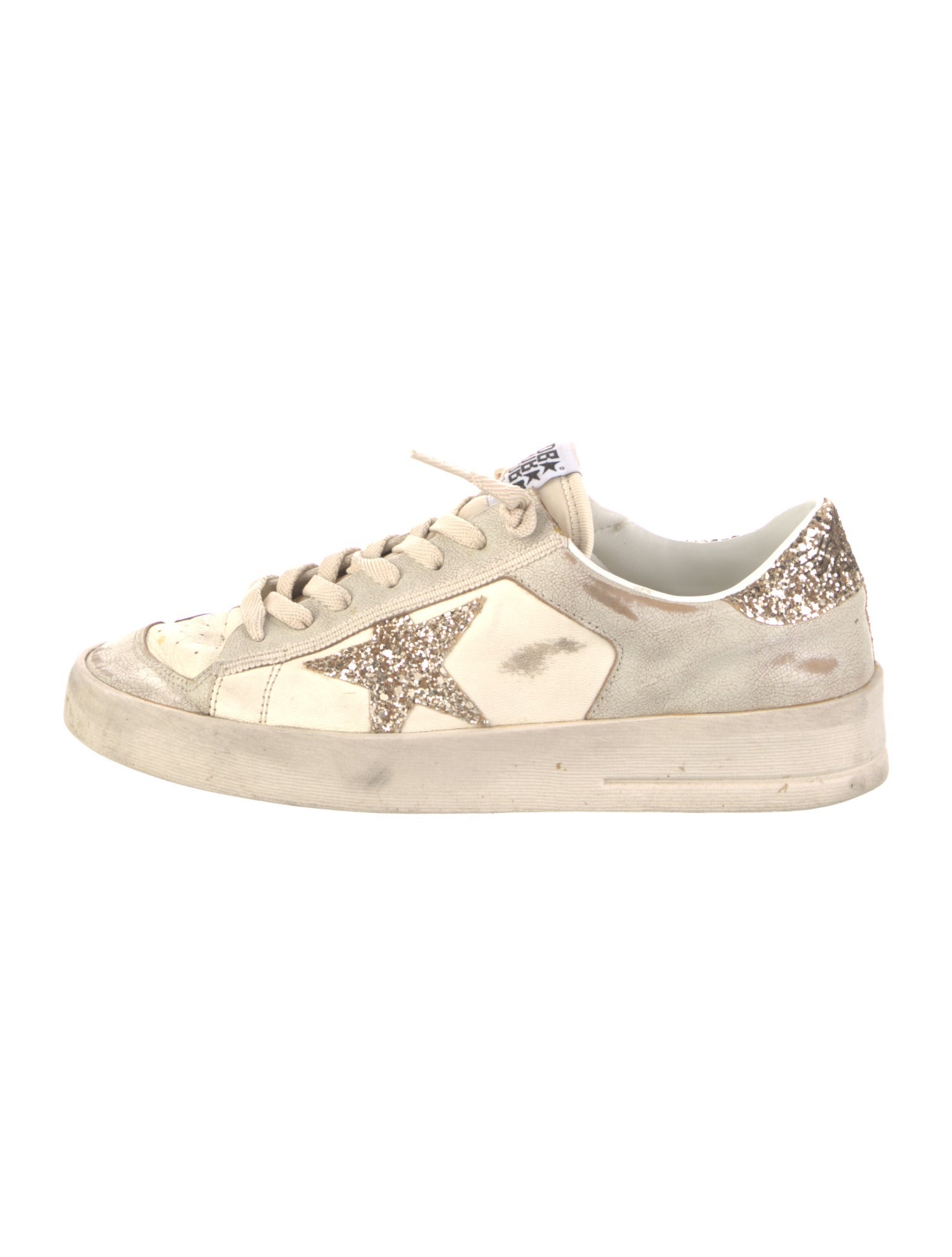 Golden Goose Leather Glitter Accents Sneakers
