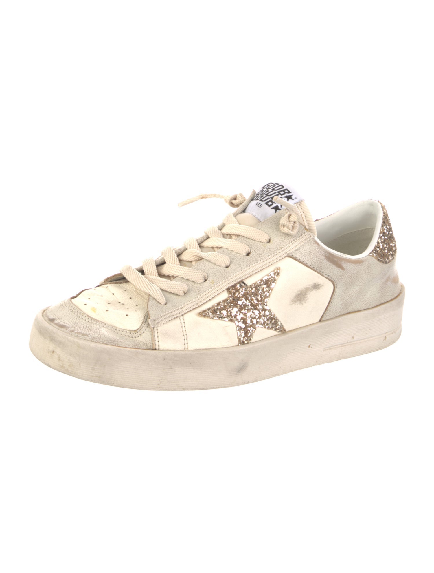 Golden Goose Leather Glitter Accents Sneakers