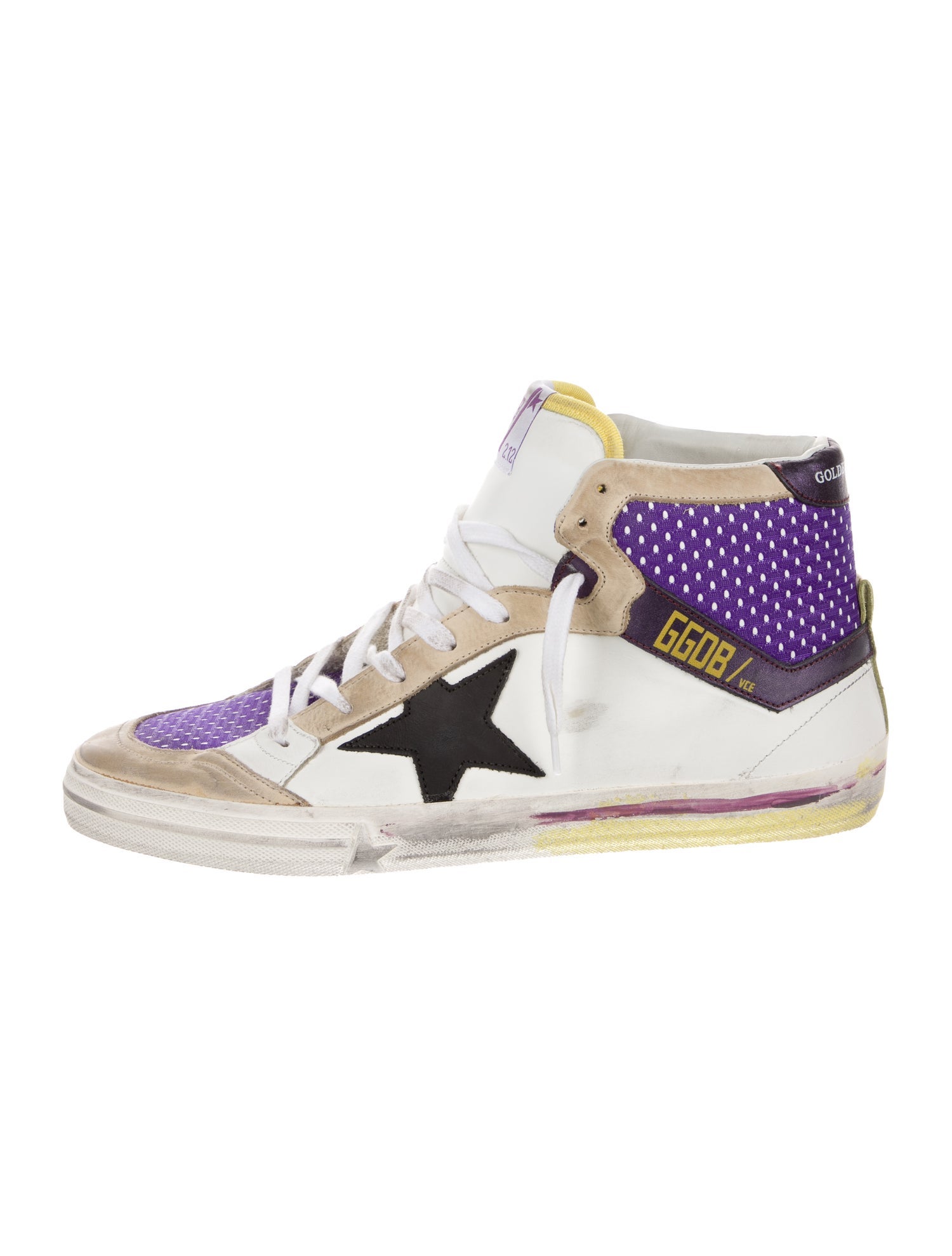 Golden Goose Leather Colorblock Pattern Sneakers
