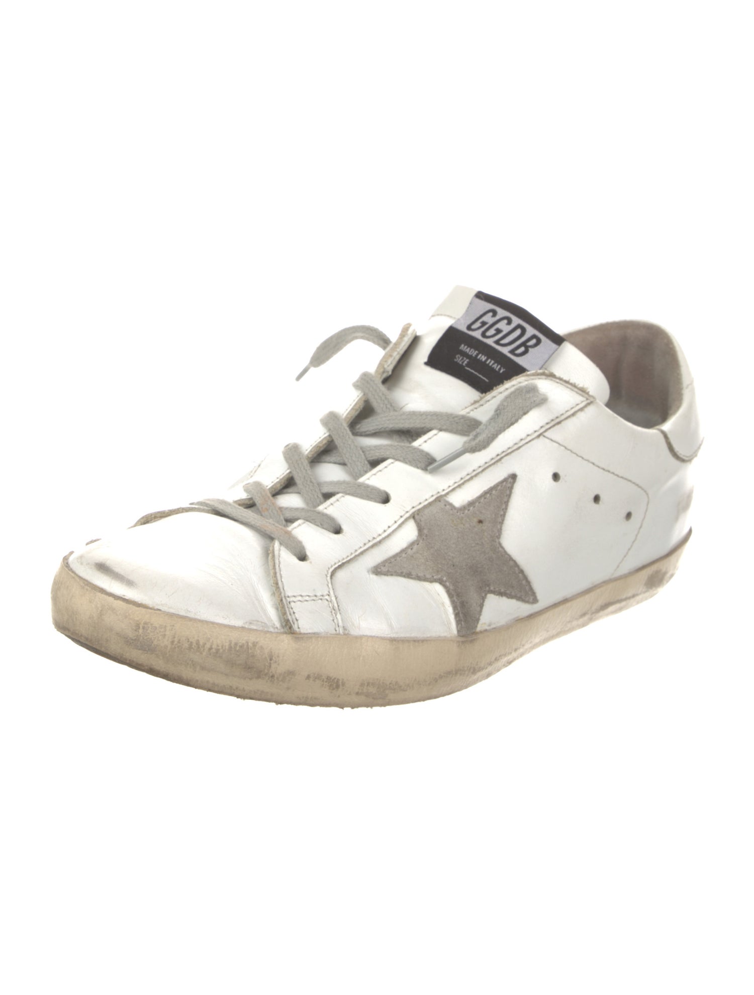 Golden Goose Leather Glitter Accents Sneakers