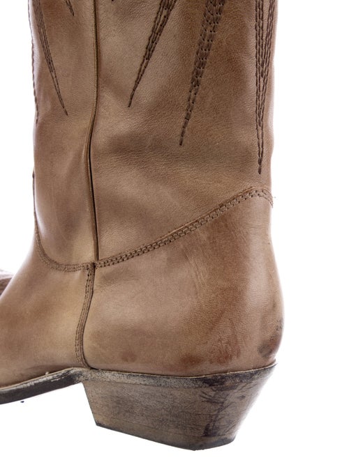 Golden Goose Leather Embroidered Accent Western Boots