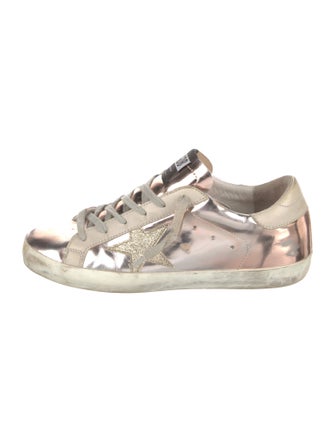 Golden Goose Leather Glitter Accents Sneakers