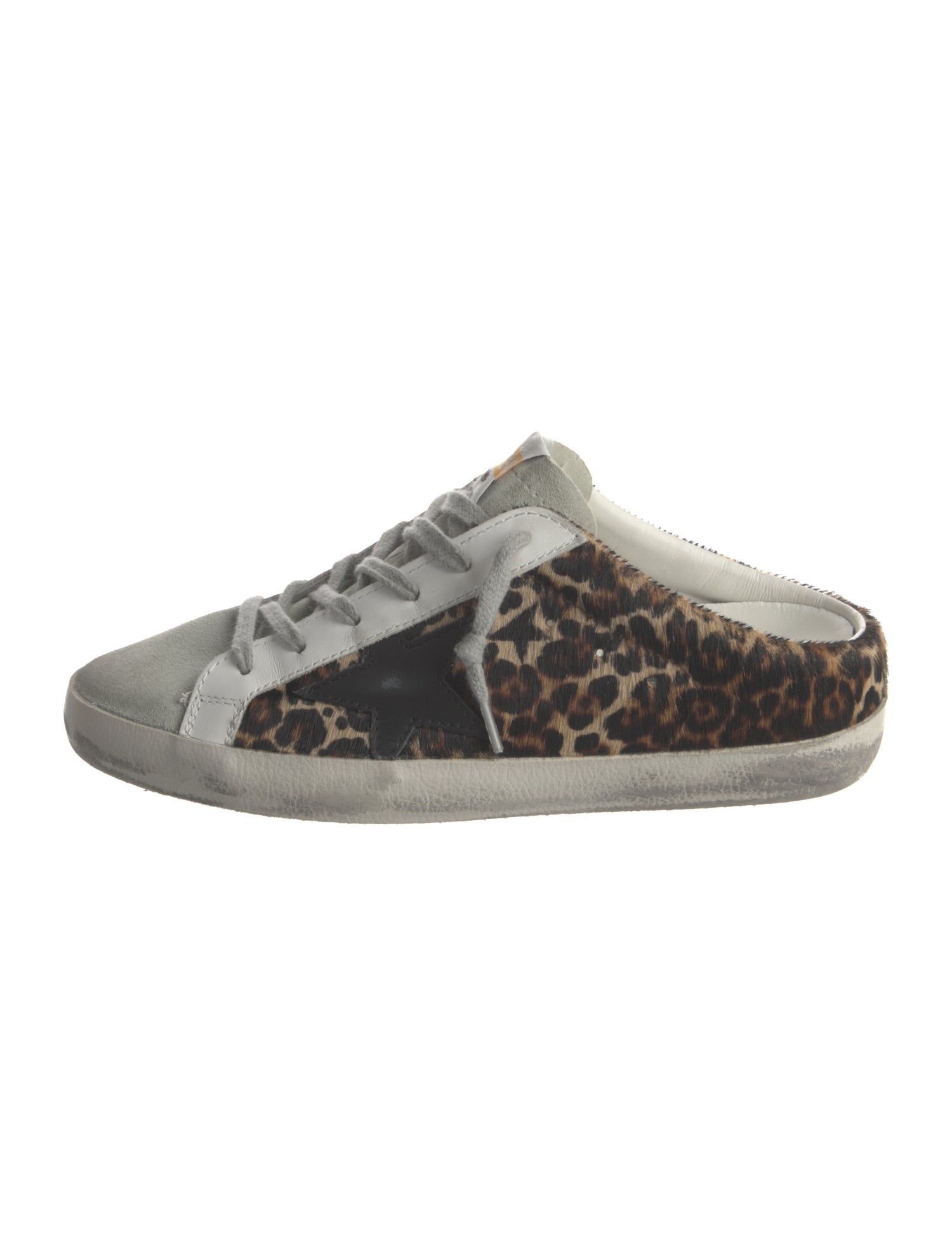 Golden Goose Ponyhair Animal Print Mules