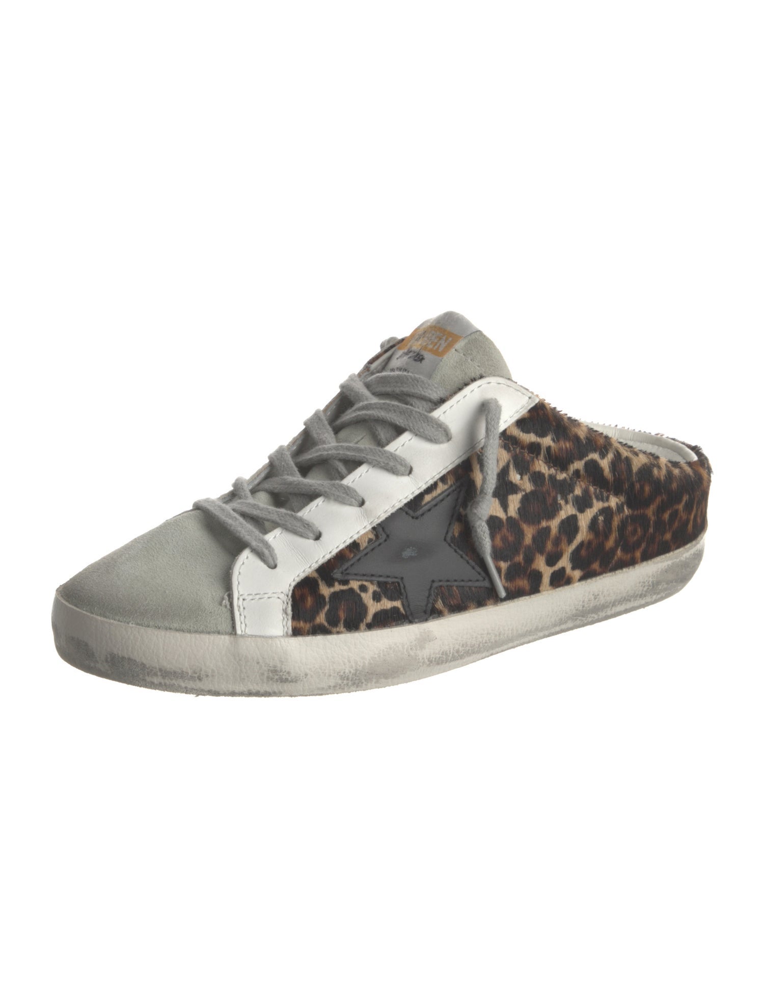Golden Goose Ponyhair Animal Print Mules