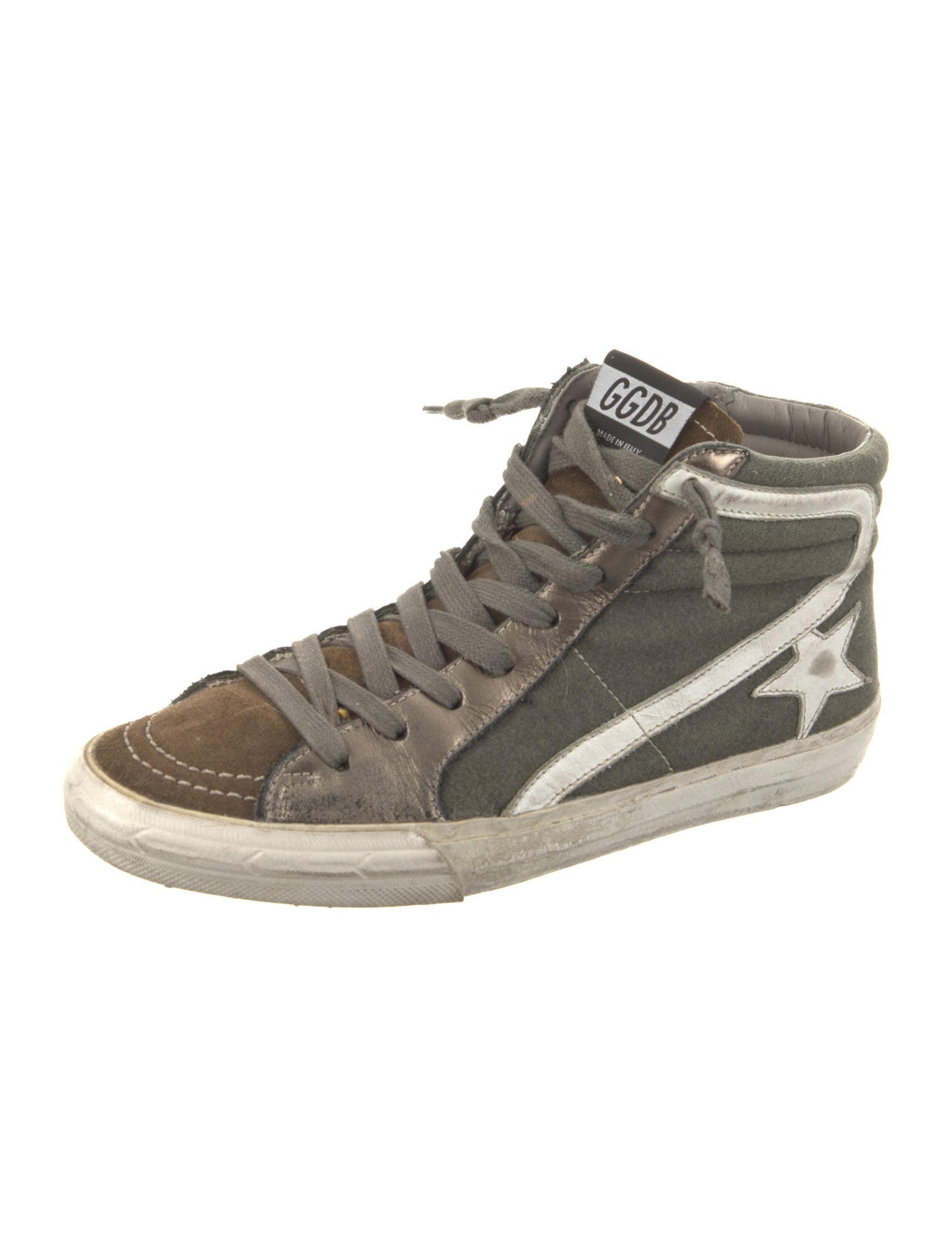 Golden Goose Suede Colorblock Pattern Sneakers