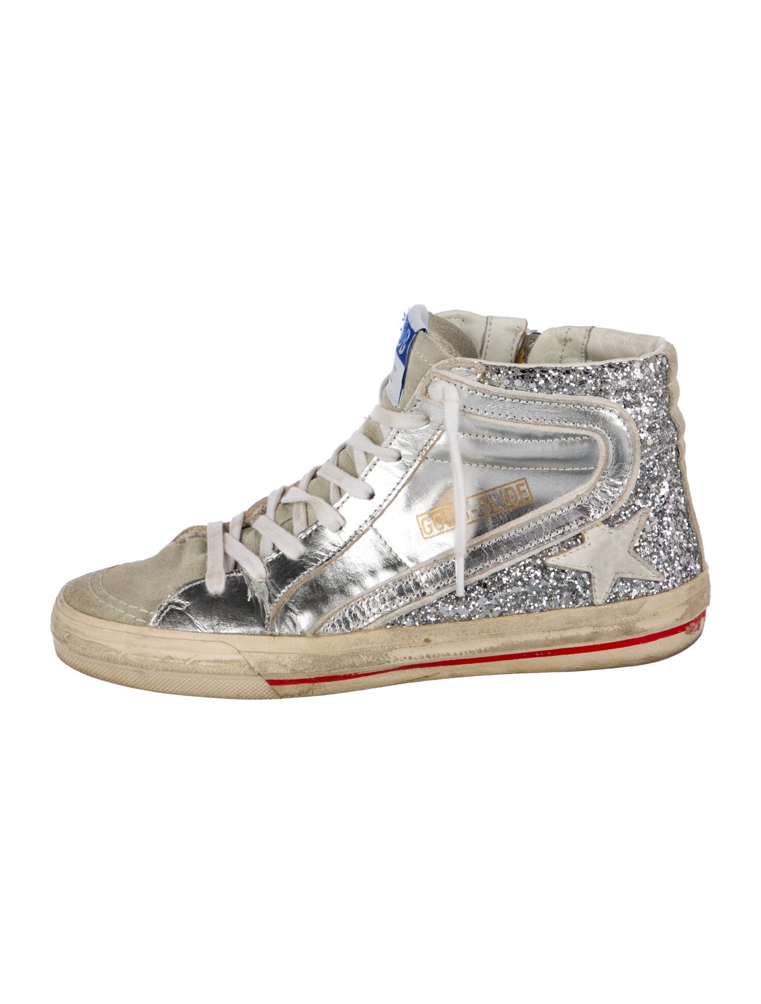 Golden Goose Glitter Printed Wedge Sneakers