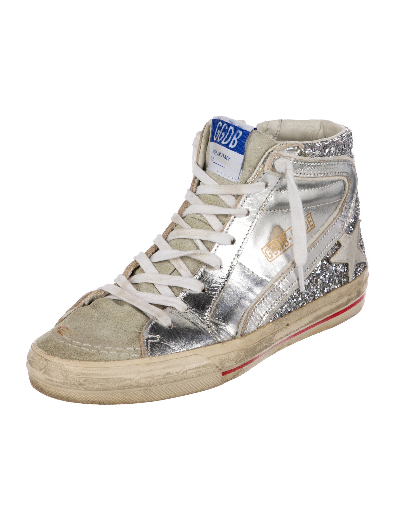 Golden Goose Glitter Printed Wedge Sneakers