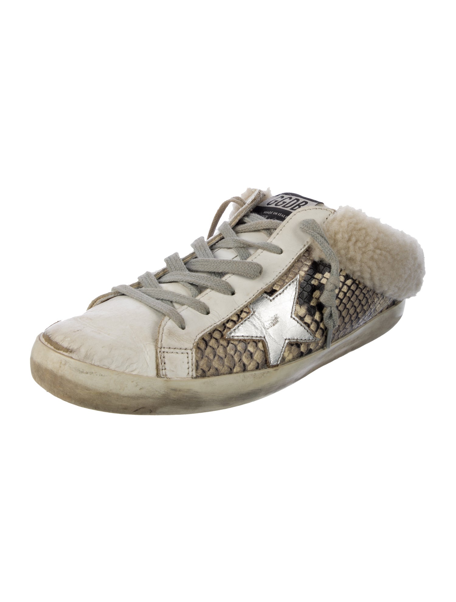 Golden Goose Leather Animal Print Sneakers