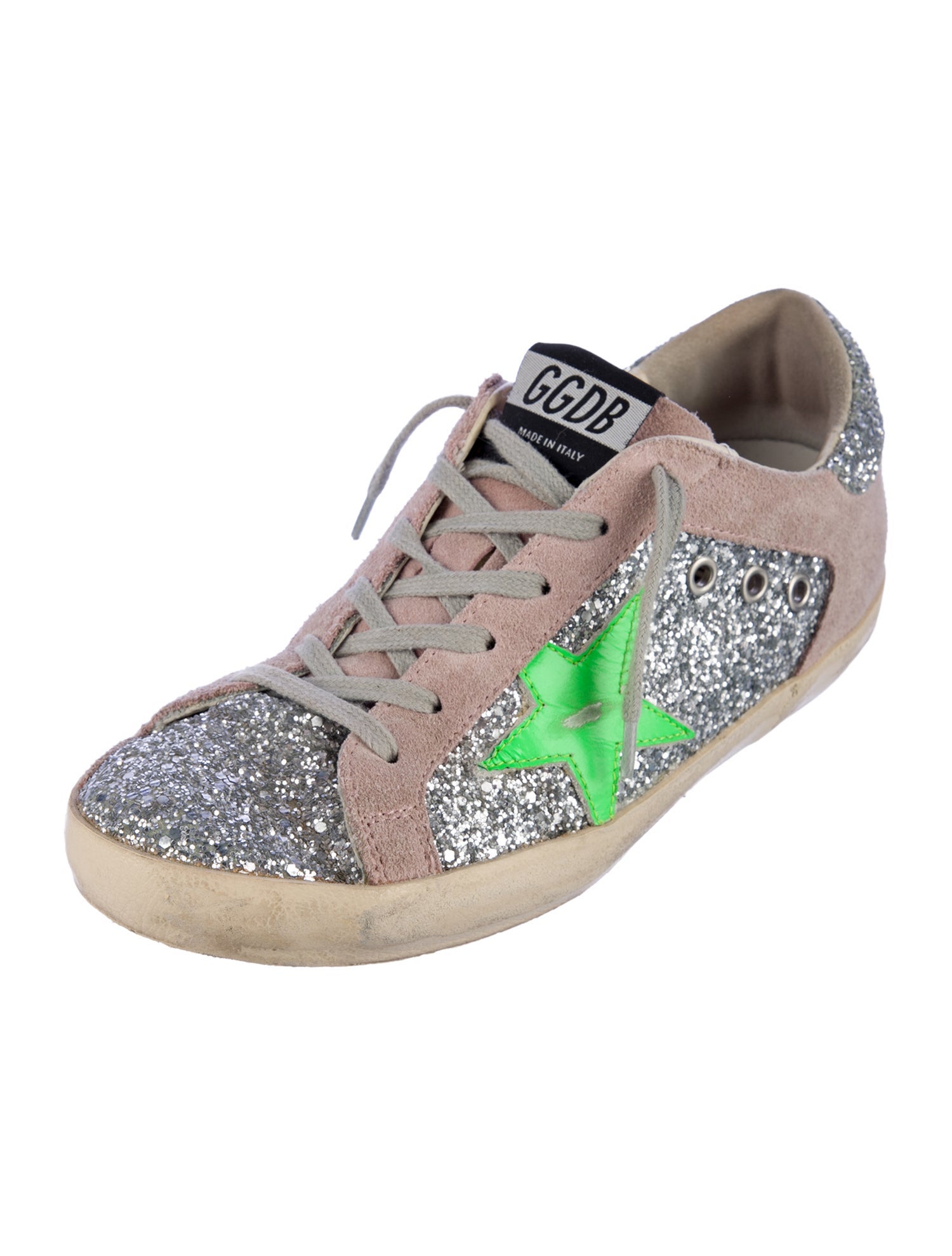 Golden Goose Suede Colorblock Pattern Sneakers