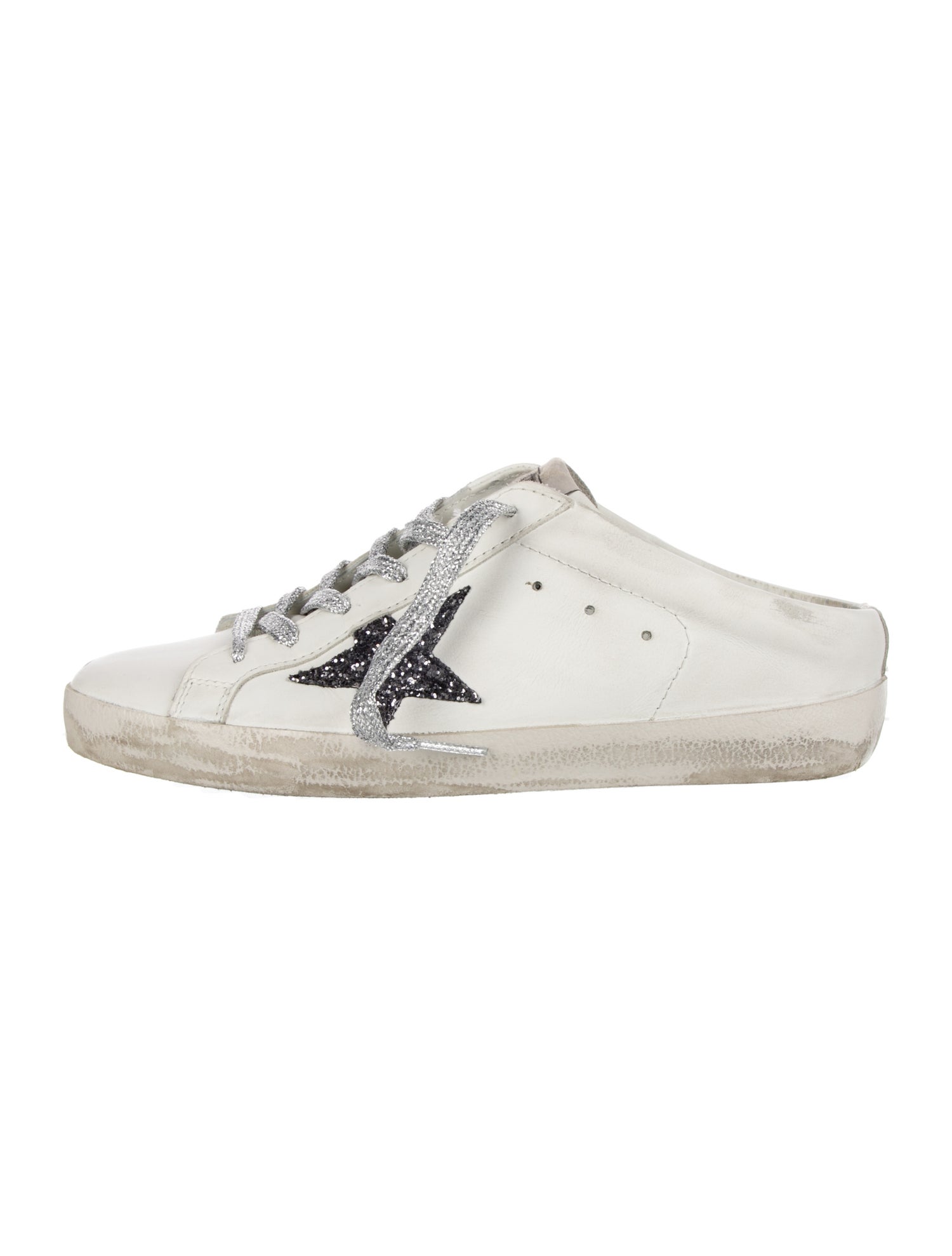 Golden Goose Leather Glitter Accents Sneakers