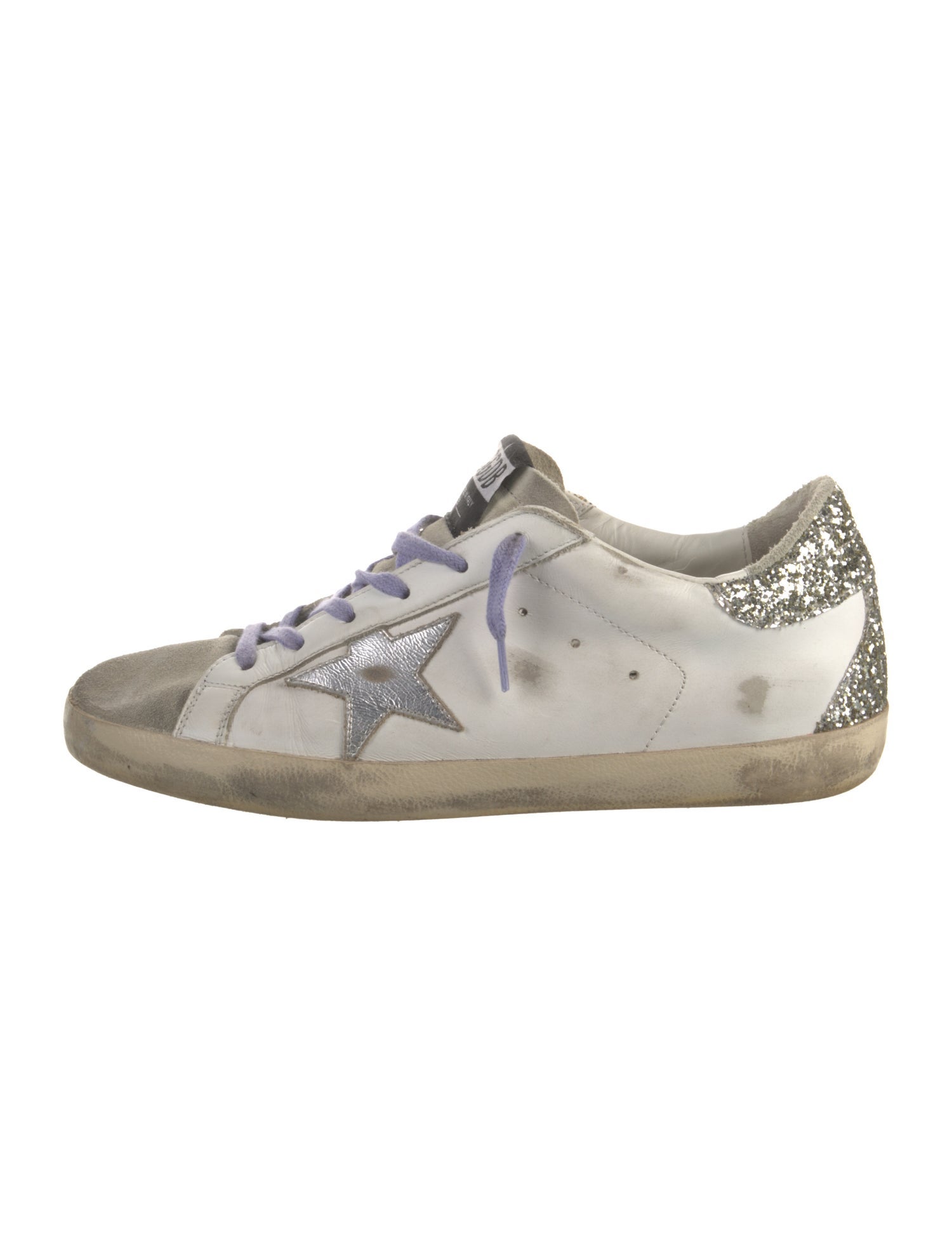 Golden Goose Leather Glitter Accents Sneakers