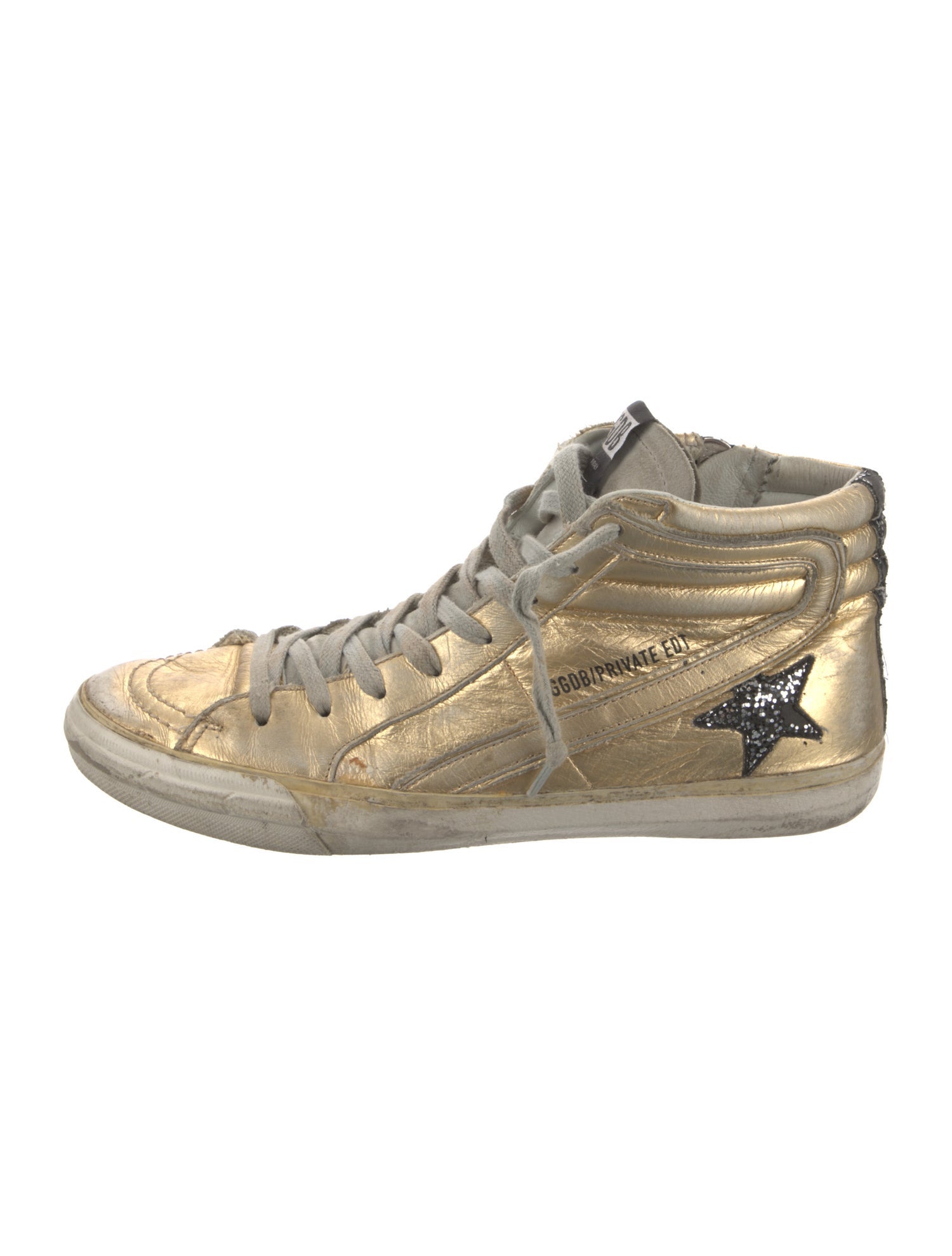 Golden Goose Leather Glitter Accents Sneakers
