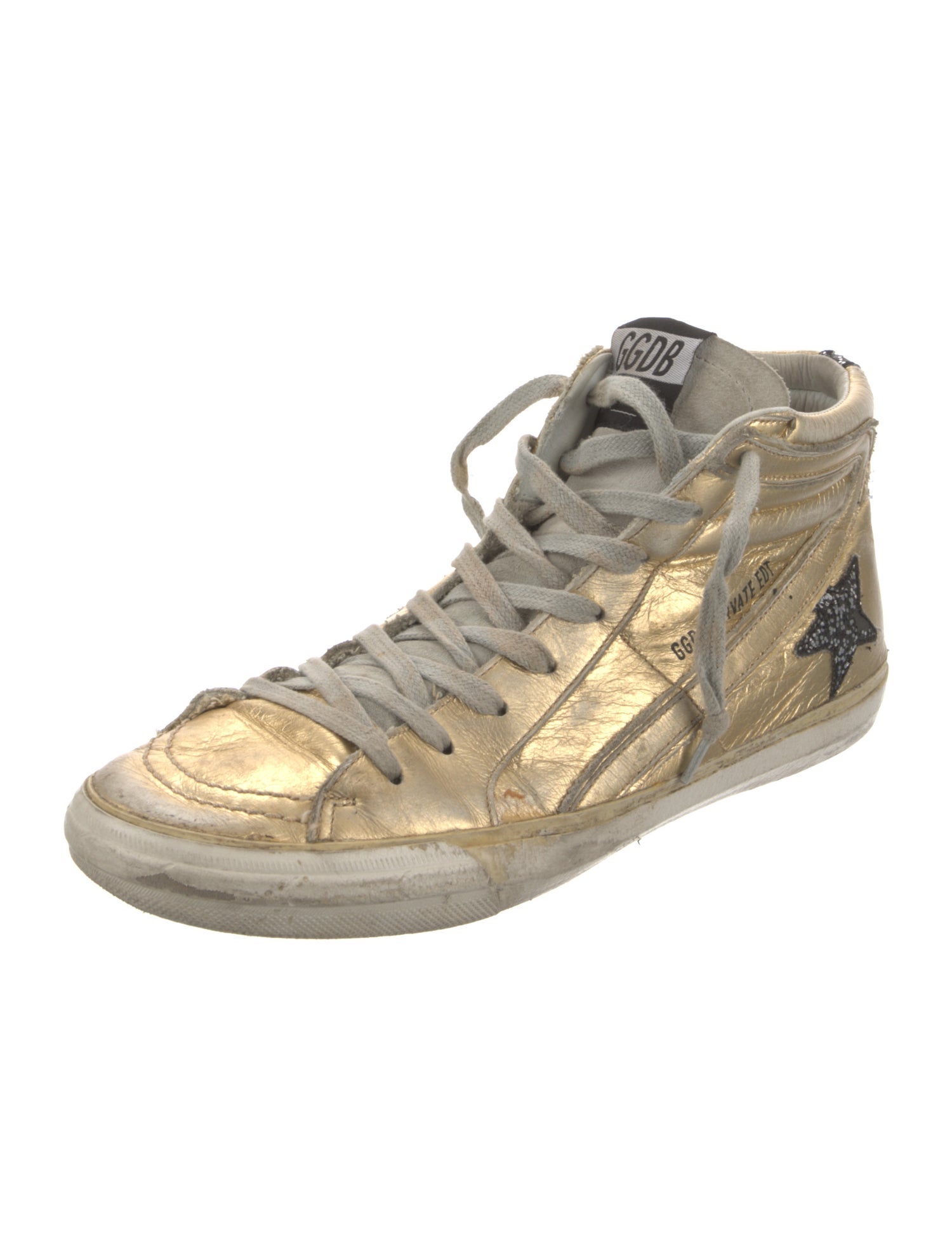 Golden Goose Leather Glitter Accents Sneakers