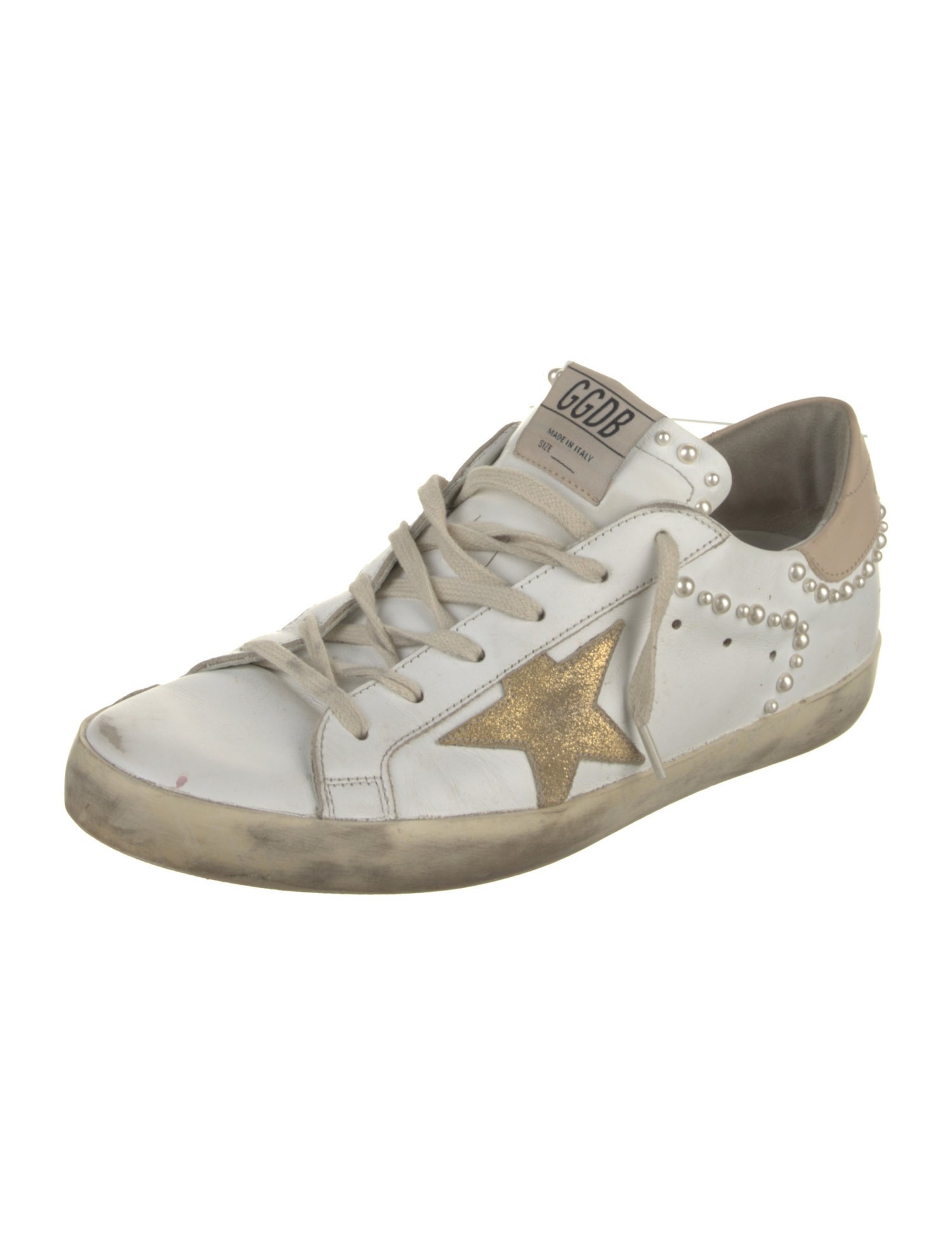 Golden Goose Faux Pearl Accents Leather Sneakers