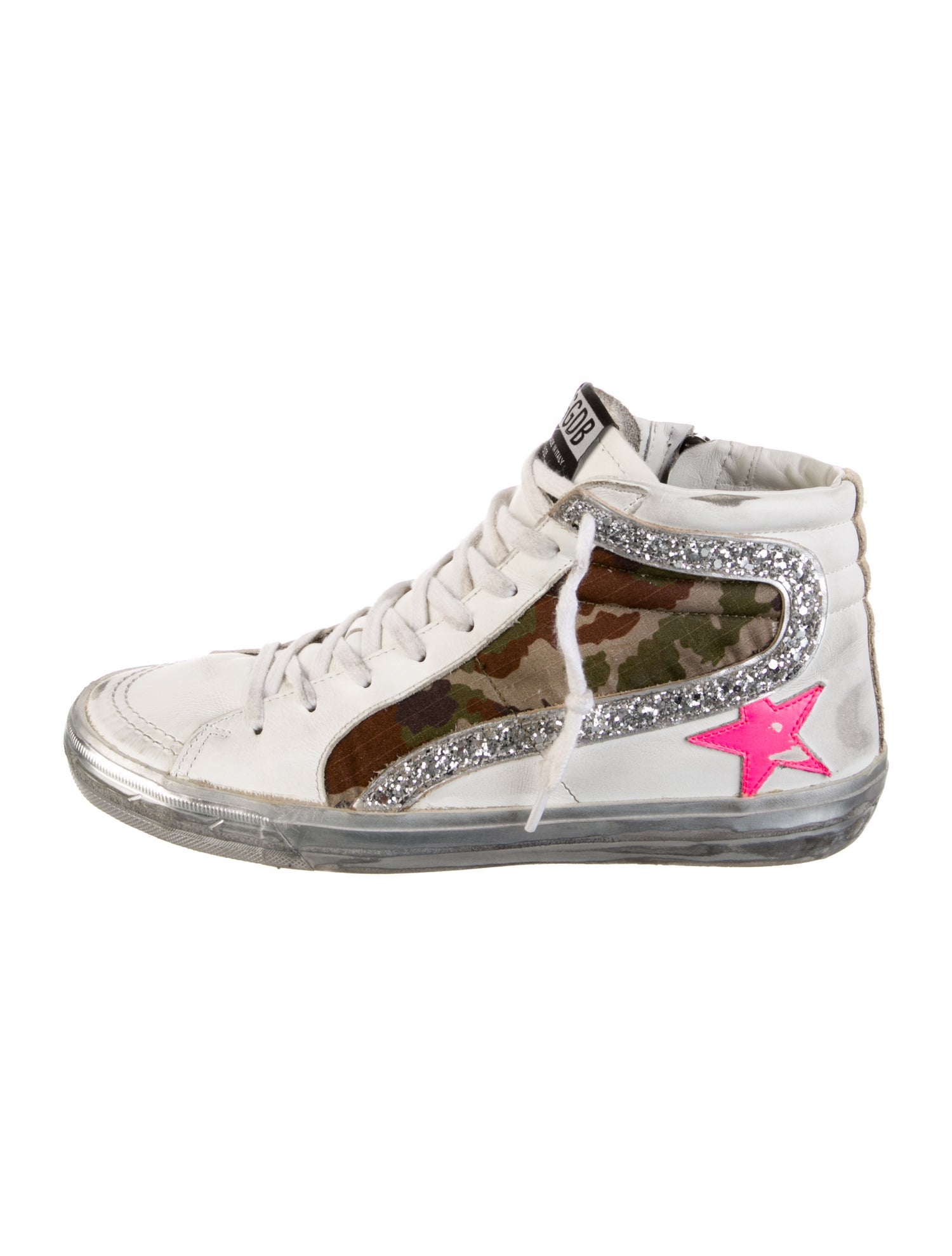 Golden Goose Leather Printed Sneakers
