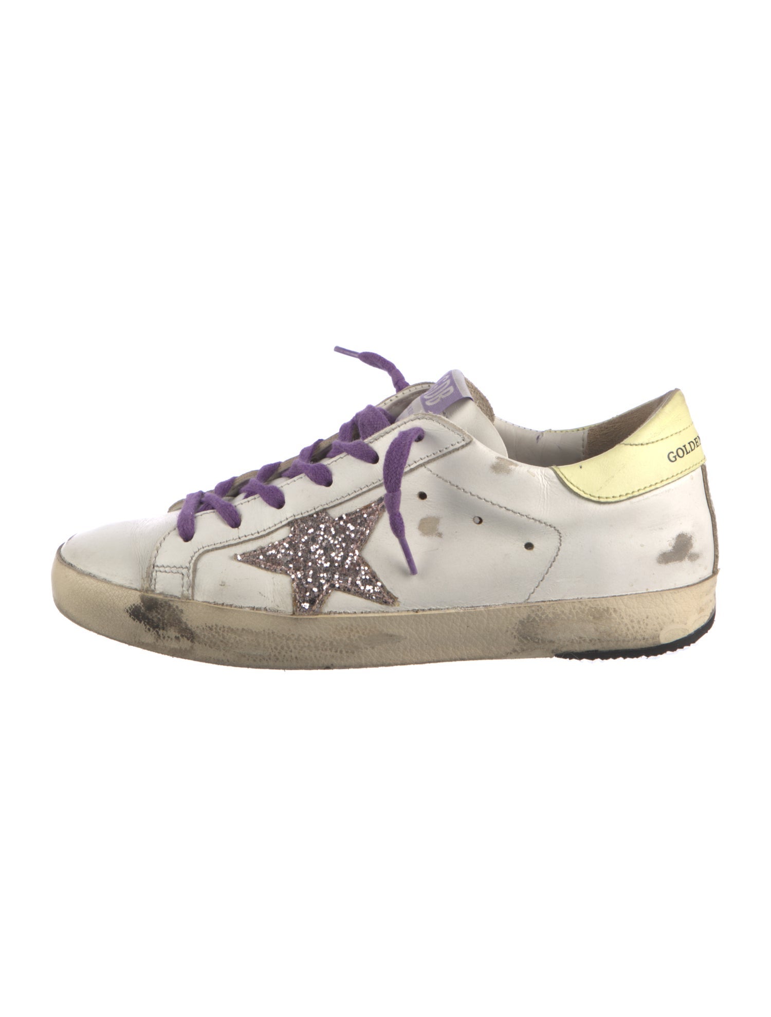 Golden Goose Leather Glitter Accents Sneakers