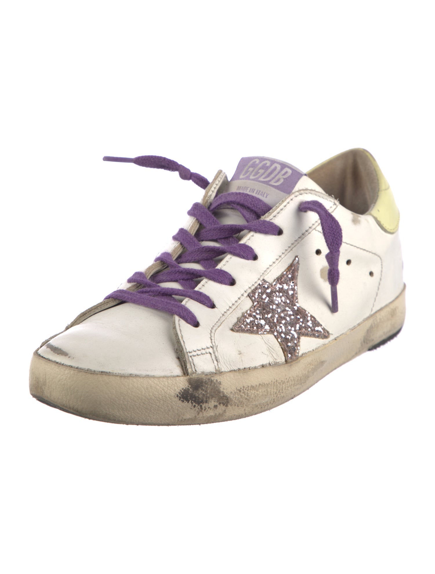 Golden Goose Leather Glitter Accents Sneakers