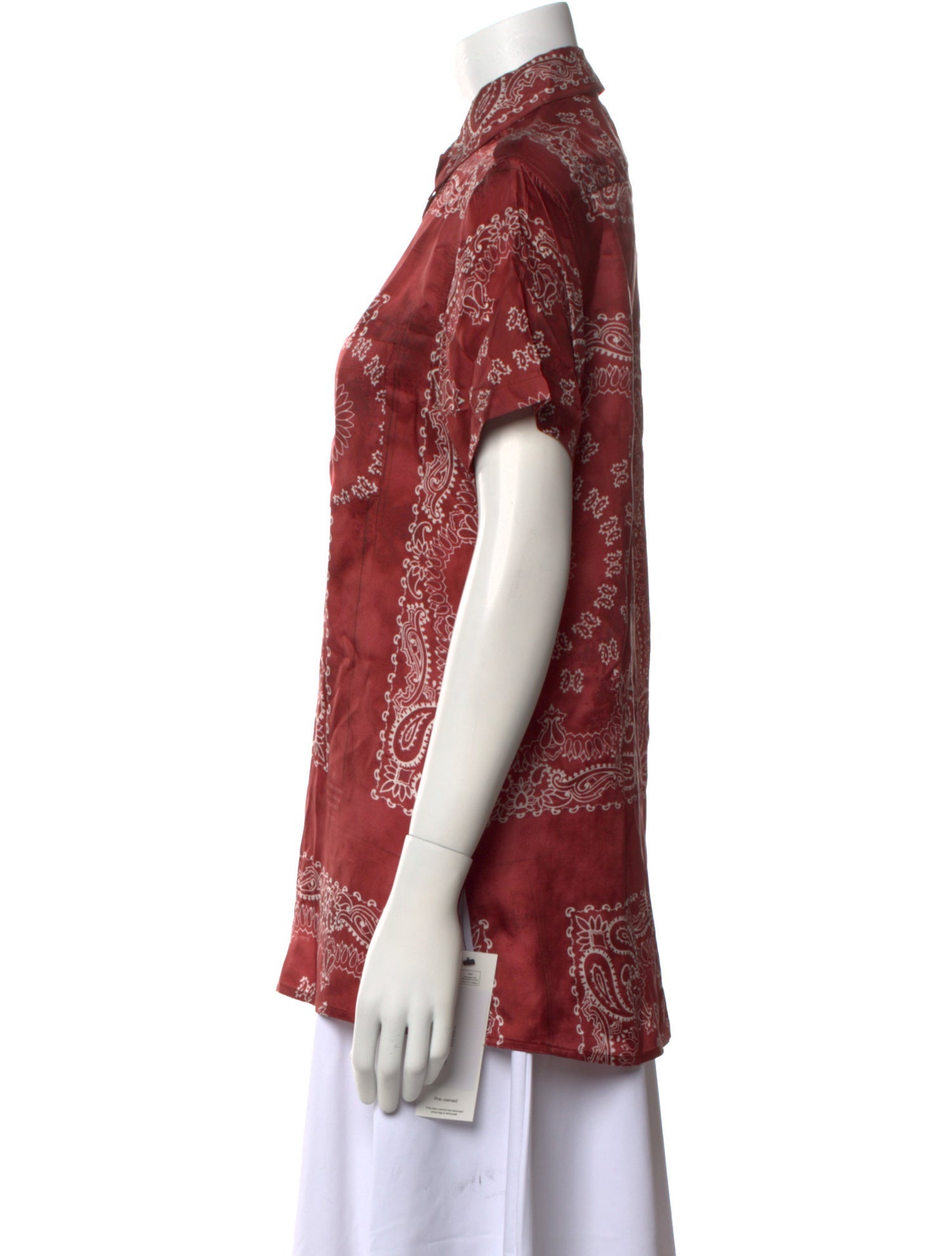 Golden Goose Paisley Print Short Sleeve Button-Up Top