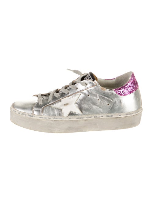 Golden Goose Leather Glitter Accents Sneakers