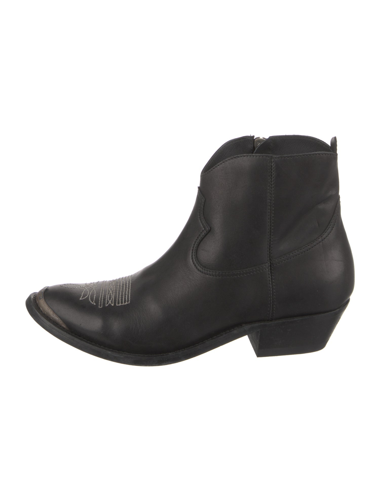 Golden Goose Leather Embroidered Accent Western Boots