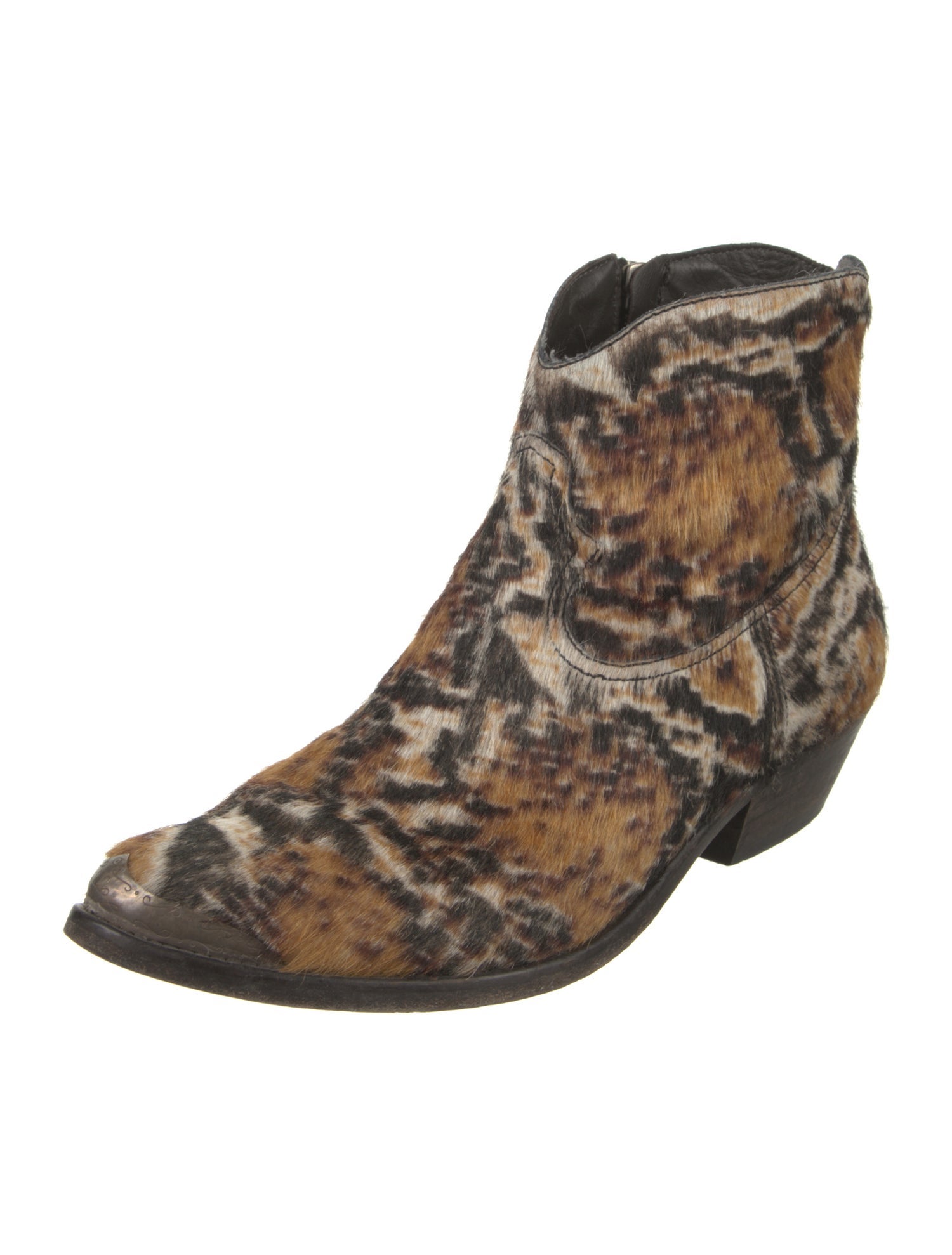 Golden Goose Ponyhair Animal Print Western Boots