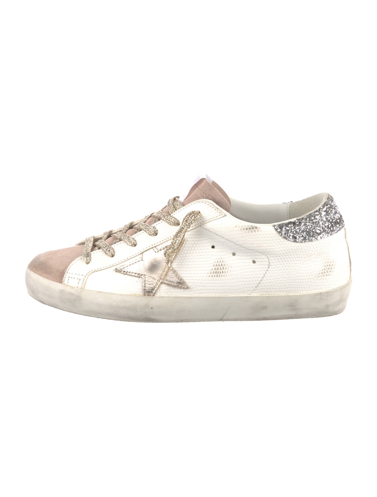 Golden Goose Leather Colorblock Pattern Sneakers