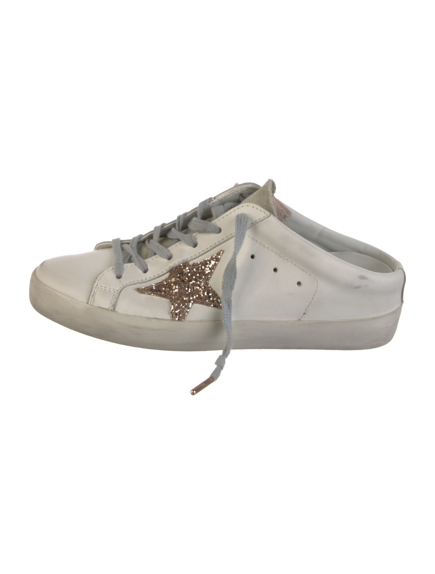Golden Goose Leather Glitter Accents Sneakers