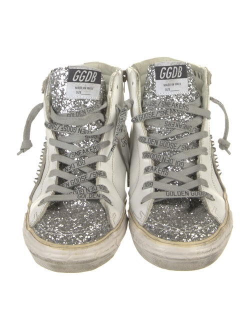 Golden Goose Leather Printed Wedge Sneakers