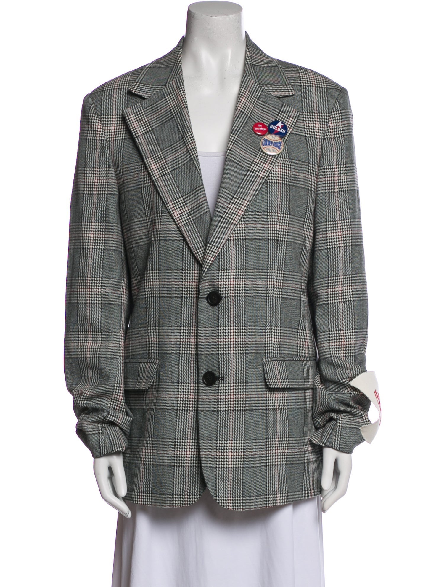 Golden Goose Virgin Wool Plaid Print Blazer