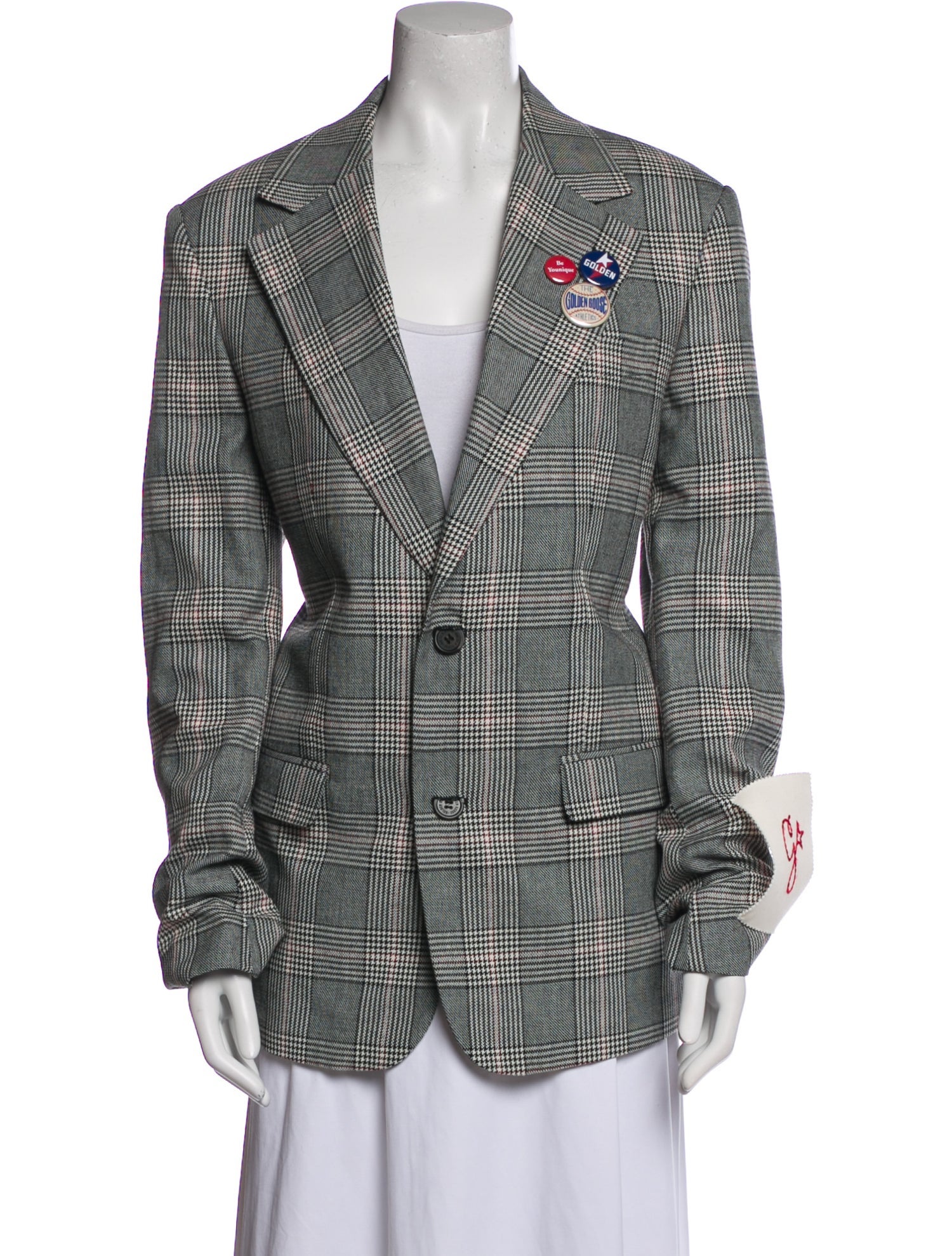 Golden Goose Virgin Wool Plaid Print Blazer