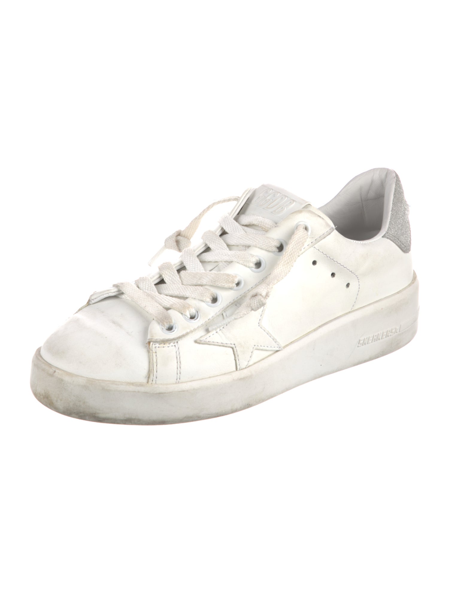 Golden Goose Leather Glitter Accents Sneakers