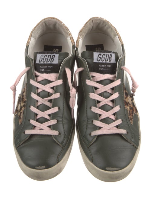 Golden Goose Leather Glitter Accents Sneakers