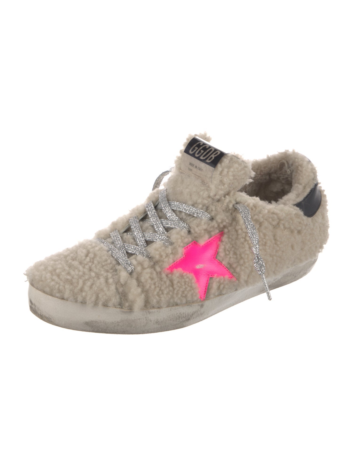 Golden Goose Shearling Glitter Accents Sneakers