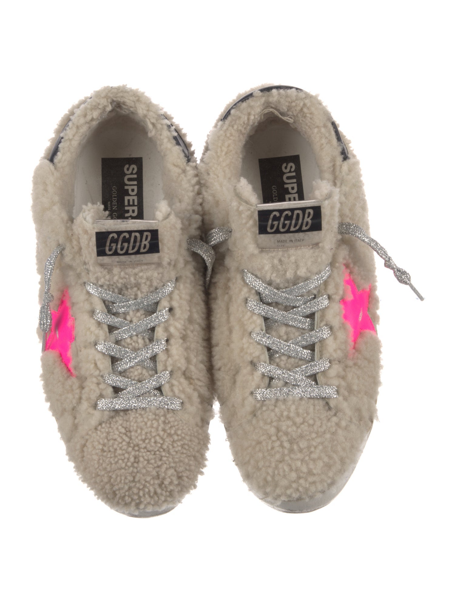 Golden Goose Shearling Glitter Accents Sneakers