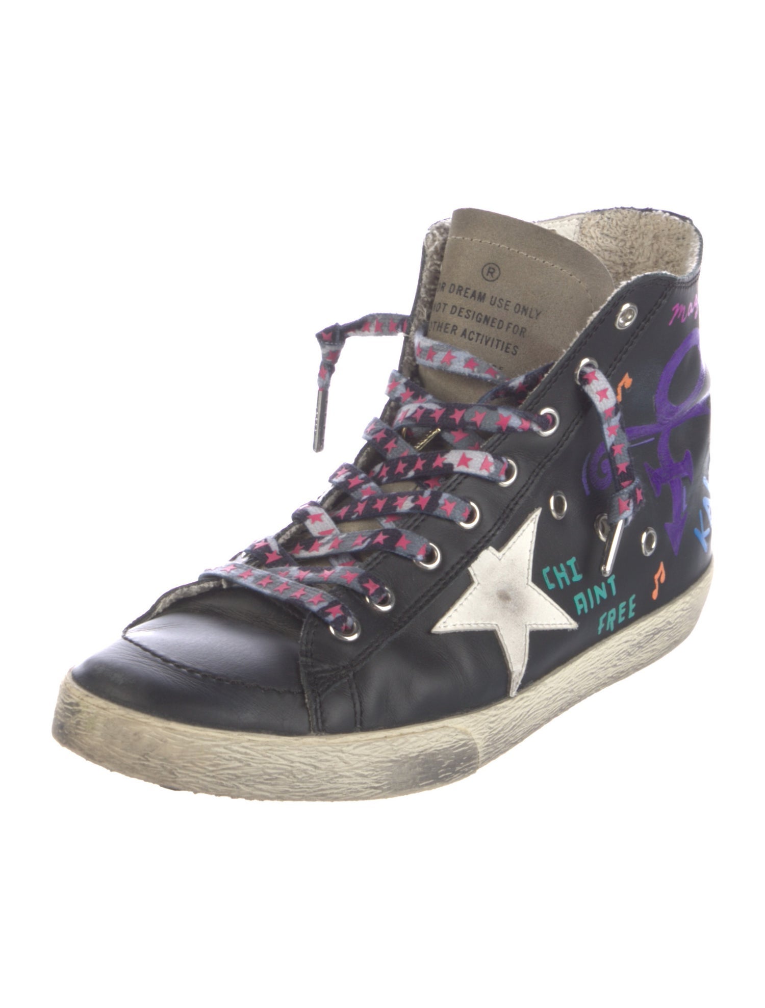 Golden Goose Leather Printed Sneakers