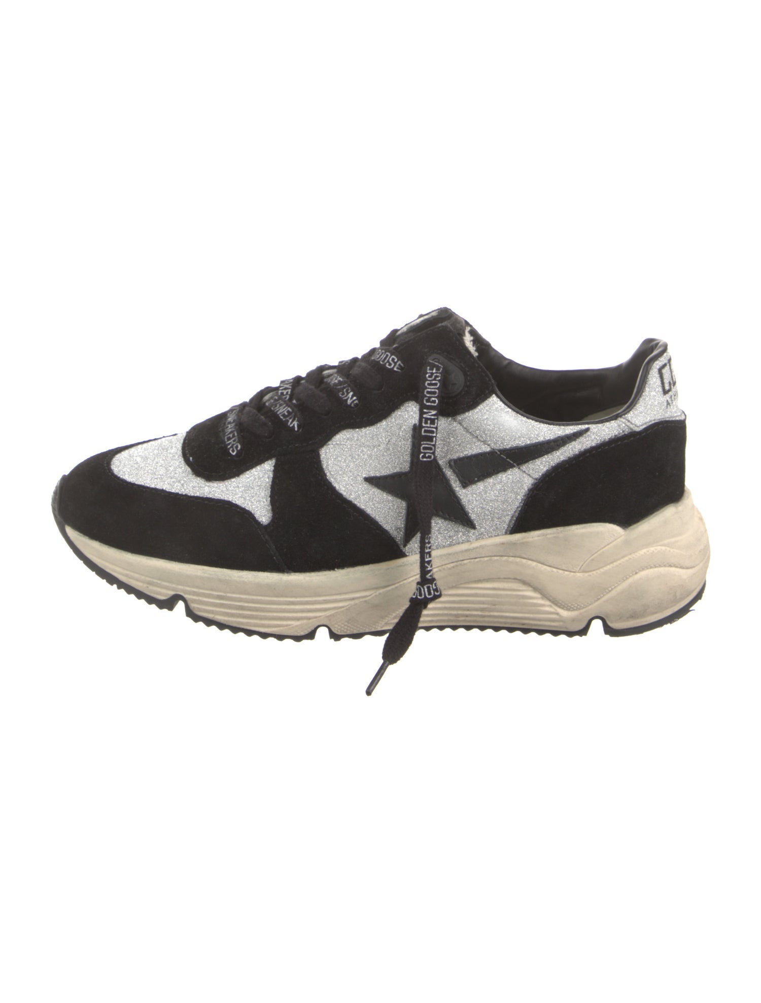 Golden Goose Suede Colorblock Pattern Sneakers