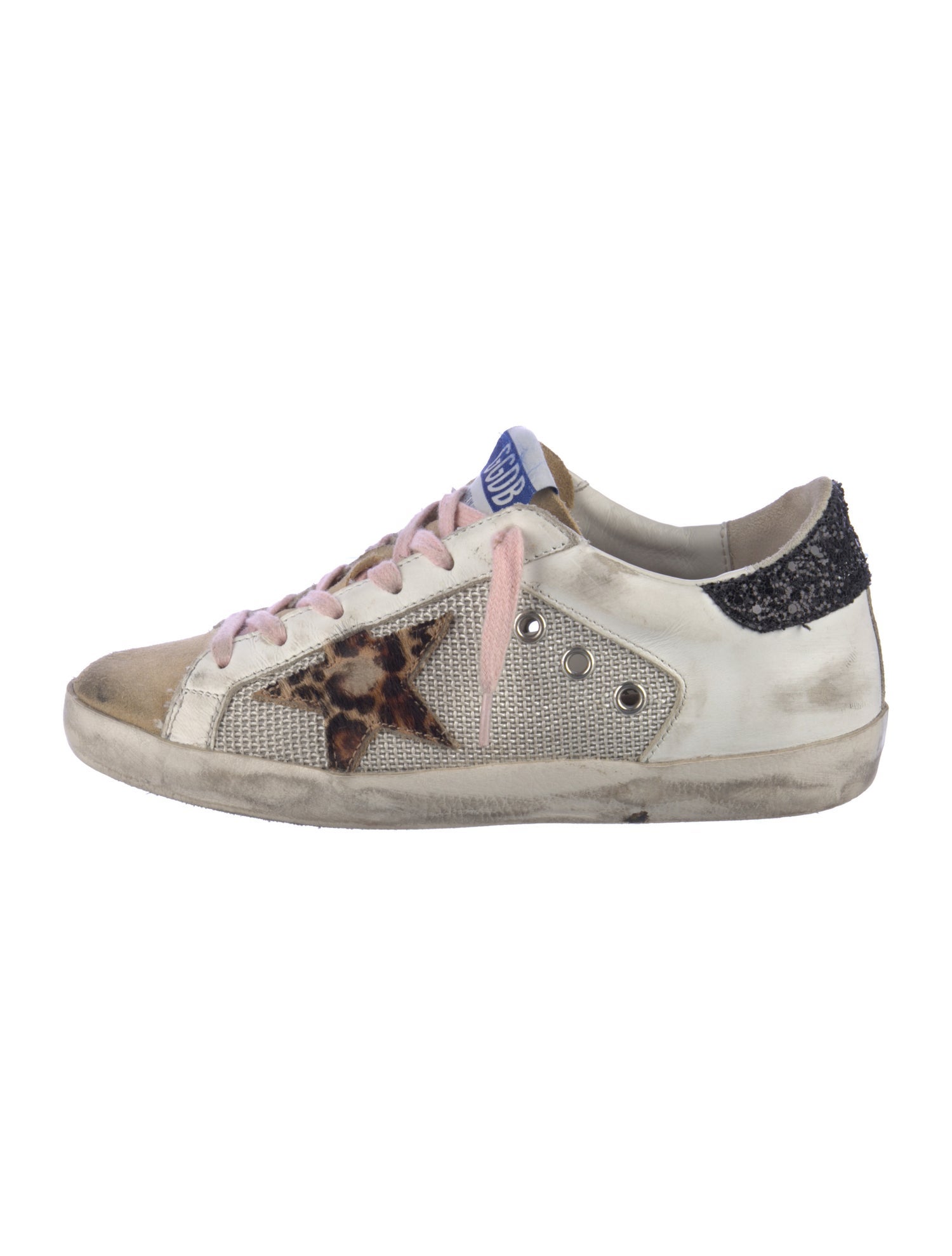 Golden Goose Leather Animal Print Sneakers