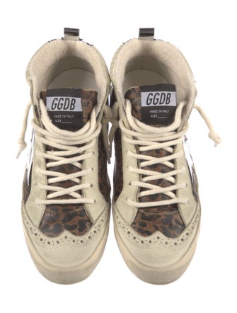 Golden Goose Leather Animal Print Sneakers