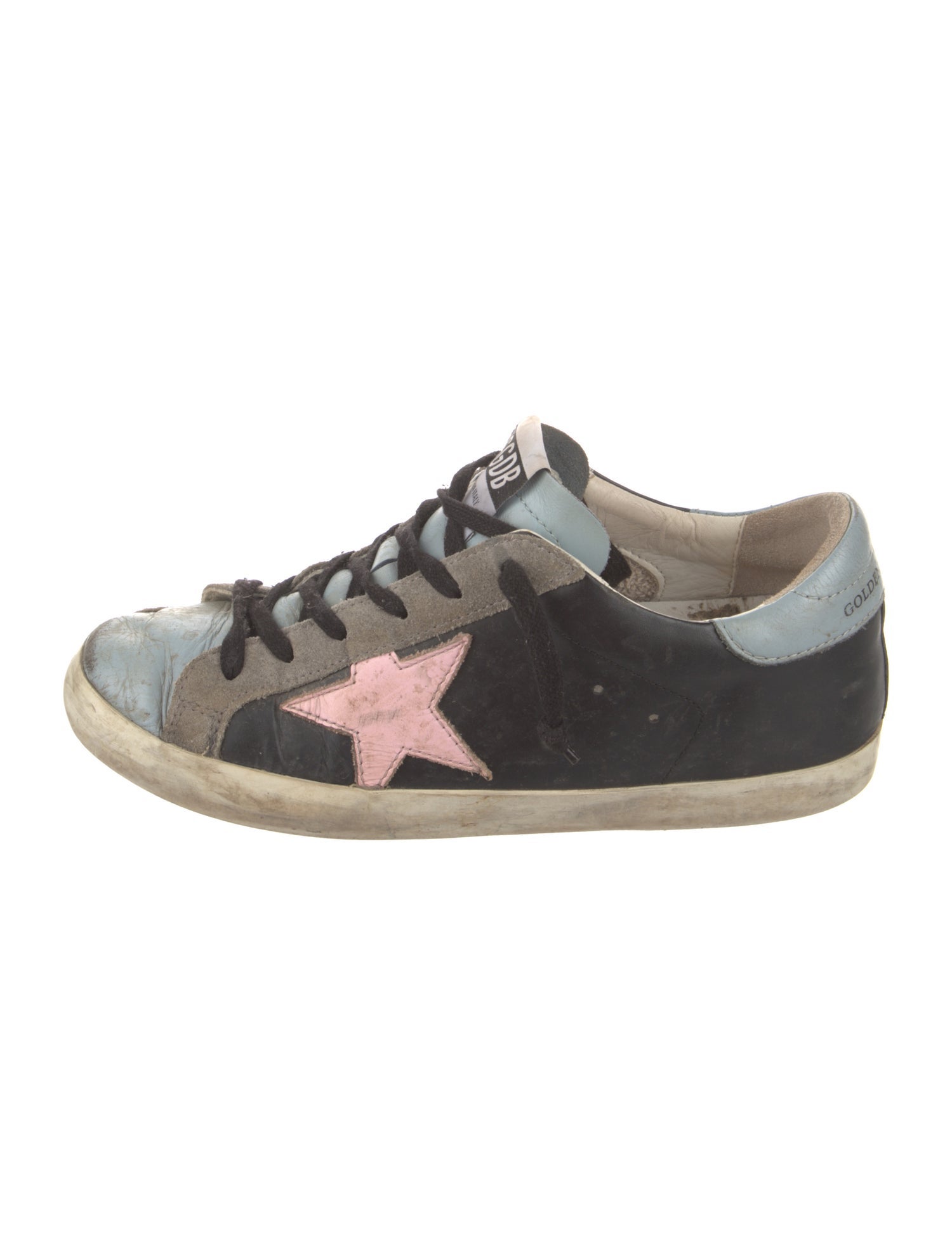 Golden Goose Leather Colorblock Pattern Sneakers