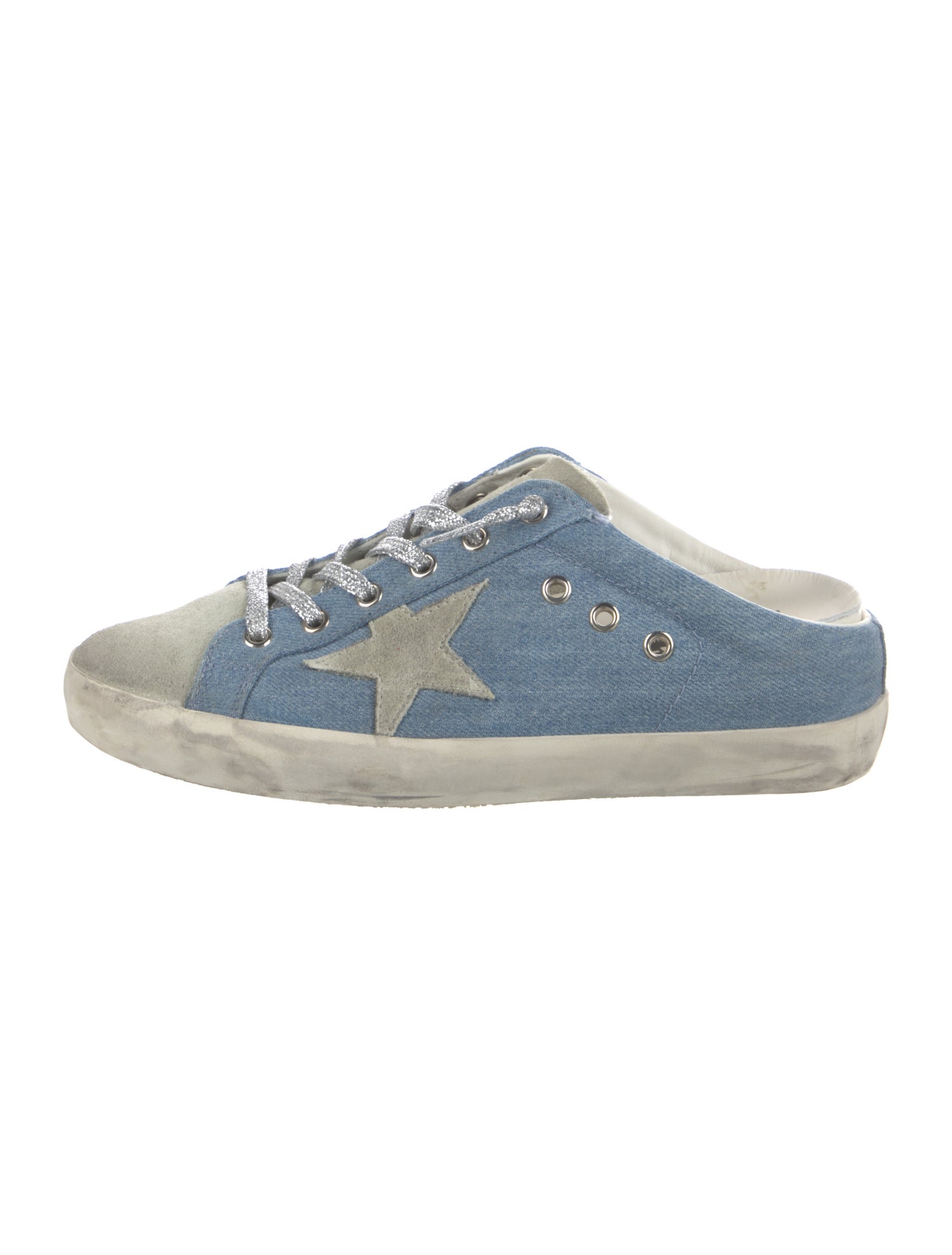 Golden Goose Denim Colorblock Pattern Sneakers